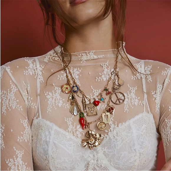Free People Jewelry - Free People Maxamillion Charm Necklace Flower Power One Size